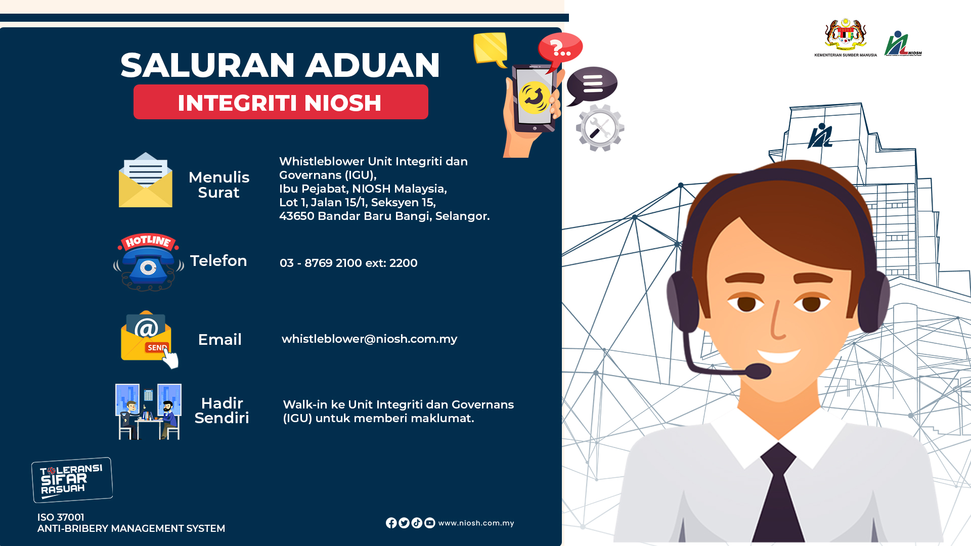 Saluran Aduan Integriti NIOSH fb2026